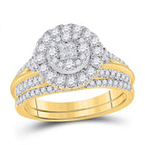 14kt Yellow Gold Womens Princess Diamond Bridal Wedding Engagement Ring Band Set 1.00 Cttw