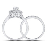 14kt White Gold Womens Marquise Diamond Bridal Wedding Engagement Ring Band Set 1-1/4 Cttw (Certified)