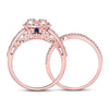14kt Rose Gold Womens Round Diamond Bridal Wedding Engagement Ring Band Set 1.00 Cttw