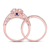 14kt Rose Gold Womens Round Diamond Bridal Wedding Engagement Ring Band Set 1.00 Cttw