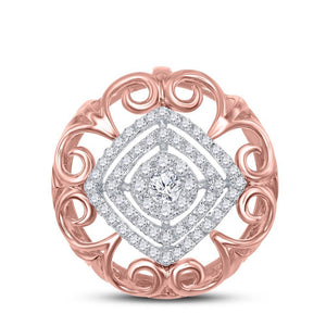 14kt Two-tone Gold Womens Round Diamond Filigree Fashion Pendant 1/3 Cttw