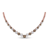 14kt Rose Gold Womens Round Brown Diamond Cocktail Cluster Necklace 5.00 Cttw