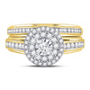 14kt Yellow Gold Womens Round Diamond Bridal Wedding Engagement Ring Band Set 1/2 Cttw