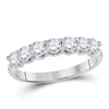 14kt White Gold Womens Round Diamond Classic Anniversary Band Ring 1.00 Cttw