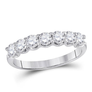14kt White Gold Womens Round Diamond Classic Anniversary Band Ring 1.00 Cttw