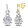 14kt White Gold Womens Princess Diamond Fashion Cluster Pendant 1/2 Cttw