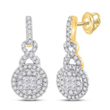 14kt White Gold Womens Princess Diamond Fashion Cluster Pendant 1/2 Cttw