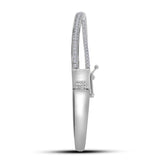 14kt White Gold Womens Round Diamond Fashion Bangle Bracelet 1.00 Cttw