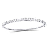 14kt White Gold Womens Round Diamond Classic Bangle Bracelet 3.00 Cttw