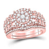 14kt Rose Gold Womens Round Diamond Bridal Wedding Engagement Ring Band Set 1.00 Cttw