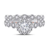 14kt Two-tone Gold Womens Round Diamond Lotus Bridal Wedding Ring Band Set 3/4 (Certified)