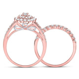 14kt Two-tone Gold Womens Round Diamond Bridal Wedding Engagement Ring Band Set 1.00 Cttw