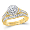 14kt Yellow Gold Womens Round Diamond Bridal Wedding Engagement Ring Band Set 1.00 Cttw