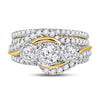 14kt Yellow Gold Womens Round Diamond Bridal Wedding Engagement Ring Band Set 2.00 Cttw (Certified)
