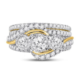 14kt Yellow Gold Womens Round Diamond Bridal Wedding Engagement Ring Band Set 2.00 Cttw (Certified)