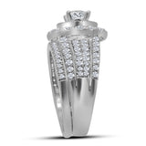 14kt White Gold Womens Round Diamond Bridal Wedding Engagement Ring Band Set 2.00 Cttw (Certified)