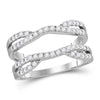 14kt White Gold Womens Round Diamond Wrap Ring Guard Enhancer 1/2 Cttw