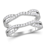 14kt White Gold Womens Round Diamond Wrap Ring Guard Enhancer 1/2 Cttw