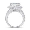 14kt White Gold Womens Princess Diamond Bridal Wedding Engagement Ring Band Set 3.00 Cttw