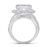 14kt White Gold Womens Princess Diamond Bridal Wedding Engagement Ring Band Set 3.00 Cttw