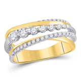 14kt Yellow Gold Womens Round Diamond Graduated Crossover Band Ring 1/2 Cttw