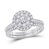 14kt White Gold Womens Round Diamond Bridal Wedding Engagement Ring Band Set 1.00 Cttw (Certified)