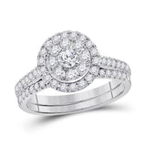14kt White Gold Womens Round Diamond Bridal Wedding Engagement Ring Band Set 1.00 Cttw (Certified)