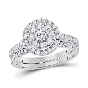 14kt White Gold Womens Round Diamond Bridal Wedding Engagement Ring Band Set 1.00 Cttw (Certified)