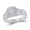 14kt White Gold Womens Princess Diamond Bridal Wedding Engagement Ring Band Set 3/4 Cttw