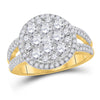 14kt Yellow Gold Womens Round Diamond Right Hand Cluster Ring 1-3/4 Cttw