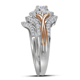 14kt Two-tone Gold Womens Round Diamond Bridal Wedding Engagement Ring Band Set 1.00 Cttw (Certified)