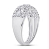 14kt White Gold Womens Round Diamond Right Hand Three-Row Band Ring 1.00 Cttw