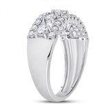 14kt White Gold Womens Round Diamond Right Hand Three-Row Band Ring 1.00 Cttw