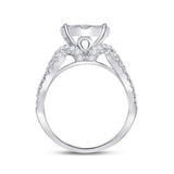 14kt White Gold Womens Princess Diamond Bridal Wedding Engagement Ring Band Set 2.00 Cttw