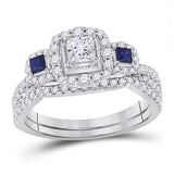 14kt White Gold Womens Princess Diamond Bridal Wedding Engagement Ring Band Set 1 Cttw (Certified)