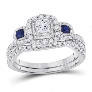 14kt White Gold Womens Princess Diamond Bridal Wedding Engagement Ring Band Set 1 Cttw (Certified)