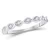 14kt White Gold Womens Round Diamond Twist Stackable Band Ring 1/10 Cttw