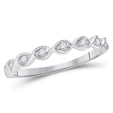 14kt White Gold Womens Round Diamond Twist Stackable Band Ring 1/10 Cttw