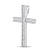 14kt White Gold Womens Baguette Diamond Religious Cross Pendant 7/8 Cttw