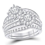 14kt White Gold Womens Round Diamond Bridal Wedding Engagement Ring Band Set 1-3/4 Cttw (Certified)