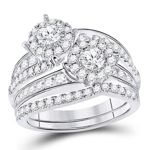 14kt White Gold Womens Round Diamond Bridal Wedding Engagement Ring Band Set 1-3/4 Cttw (Certified)
