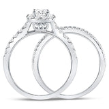 14kt White Gold Womens Round Diamond Bridal Wedding Engagement Ring Band Set 1.00 Cttw (Certified)