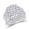 14kt White Gold Womens Princess Diamond Bridal Wedding Engagement Ring Band Set 3.00 Cttw