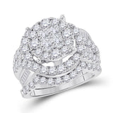 14kt White Gold Womens Princess Diamond Bridal Wedding Engagement Ring Band Set 3.00 Cttw
