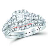 14kt Two-tone Gold Womens Round Diamond Bridal Wedding Engagement Ring Band Set 1.00 Cttw (Certified)