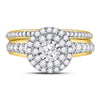 14kt Yellow Gold Womens Round Diamond Bridal Wedding Engagement Ring Band Set 1.00 Cttw (Certified)
