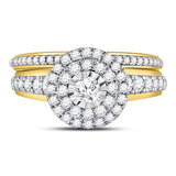 14kt Yellow Gold Womens Round Diamond Bridal Wedding Engagement Ring Band Set 1.00 Cttw (Certified)