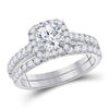 14kt White Gold Womens Round Diamond Bridal Wedding Engagement Ring Band Set 1-1/2 Cttw (Certified)