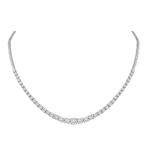 14kt White Gold Womens Round Diamond Graduated Cluster Tennis Necklace 2-1/3 Cttw