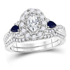14kt White Gold Womens Oval Diamond Bridal Wedding Engagement Ring Band Set 1.00 Cttw (Certified)